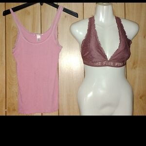 PINK Victoria's Secret Pink Tank Top and Mauve Bralette